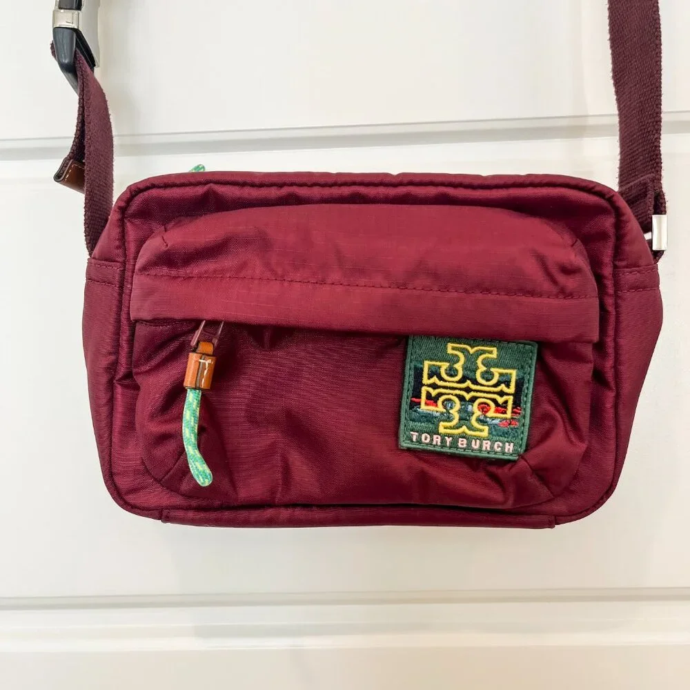Tory Burch Ripstop Crossbody In Winetasting - Picture 3 of 7